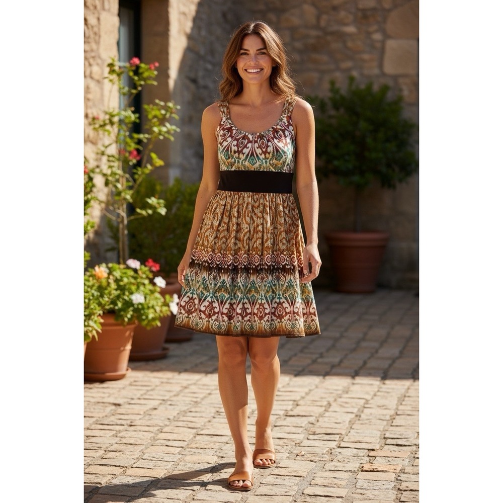 R&M Richards Womens Southwest Design Sundress Multicolor Knee Length Size 10